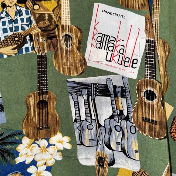 Rare Collectible Reyn Spooner Aloha Shirt KAMAKA Ukelele Rayon Pocket Size XL - Picture 10 of 11